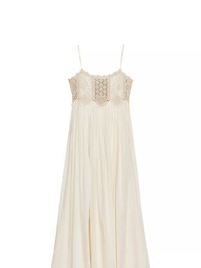 Zara Cream Crochet Lace Cotton Slip Dress